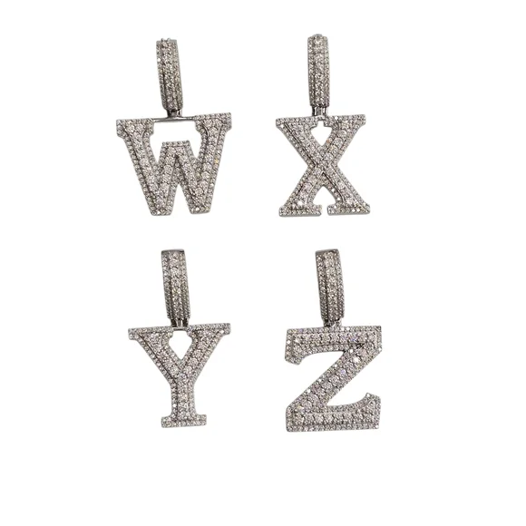 925 Sterling Silver Moissanite Diamond Initial Pendant